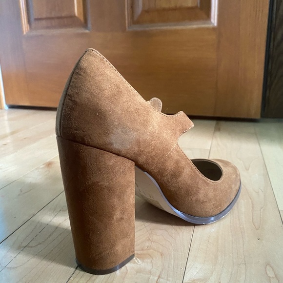 Mix No.6 Camel brown Suede Mary Janes with block heel 8.5 - Picture 3 of 6